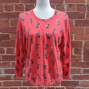 Ann Taylor Factory Red Pineapple Cardigan
